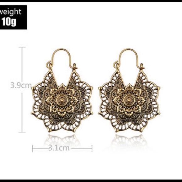 ❤️gorgeous vintage gold mandala drop earring - Picture 3 of 7